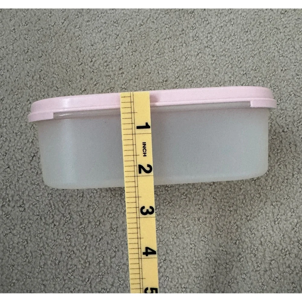 TUPPERWARE Vtg 1980's 5 Piece Set Pink Frosted Clear Pantry Storage Containers